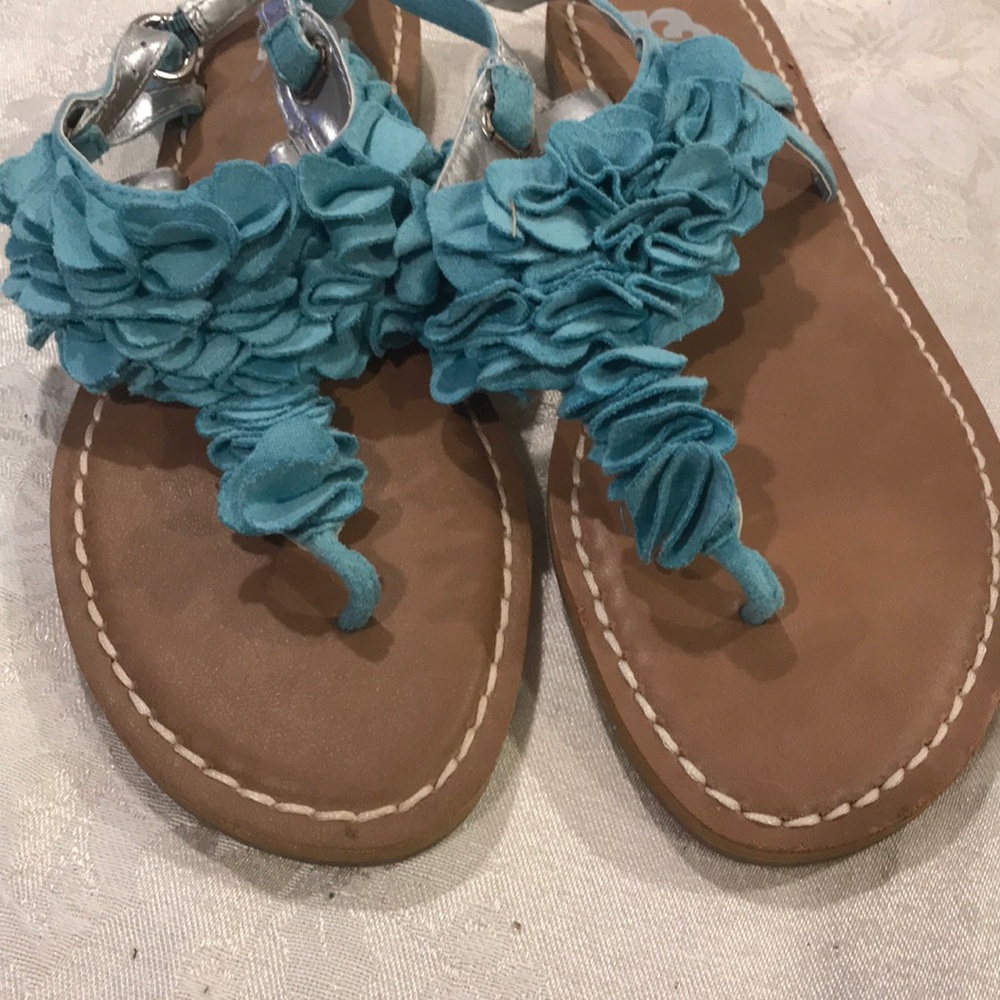 Turquoise Thong Faux Suede Sandals in Size 8